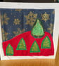 Textile trees, Christmas card, textile card , recycled card - Image 3