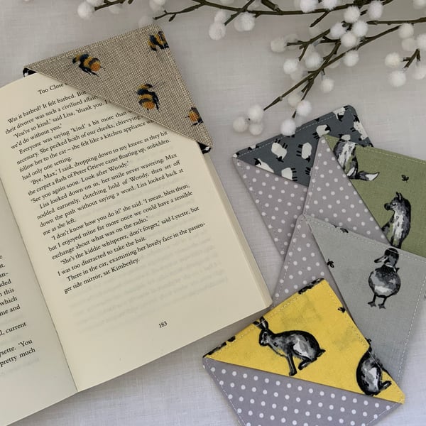 Fabric Corner Bookmark, Page Marker, Readers Gift, Teachers Gift, Bookworm