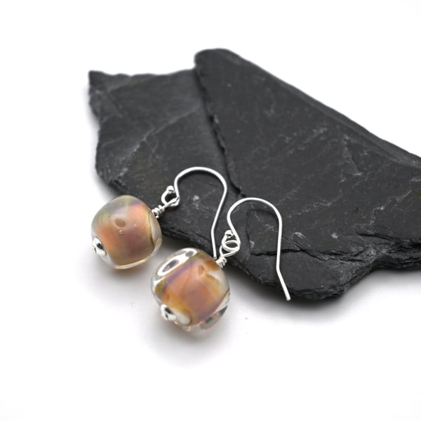 lampwork glass topaz nugget earrings