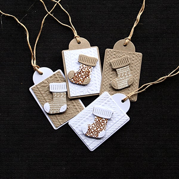 Christmas Stockings Tags - Handcrafted Christmas Gift Tags (set of 4)- dr17-0051