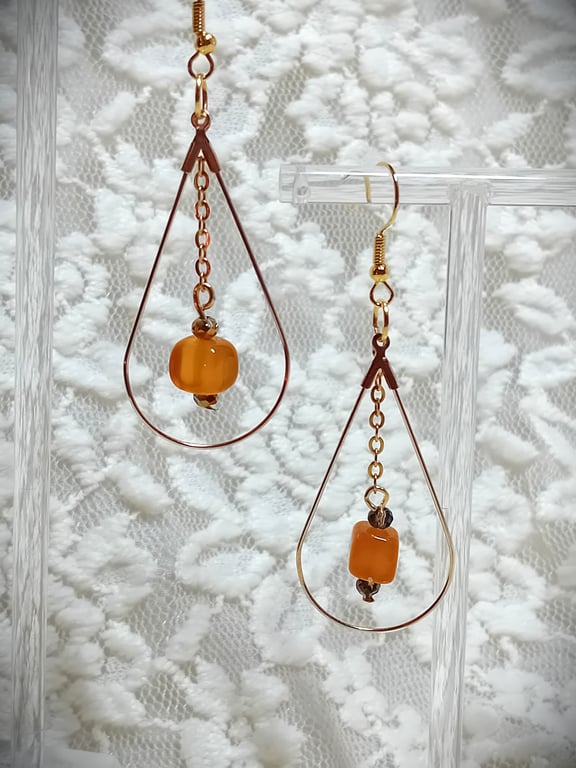 Amber & Austrian Crystal Earrings