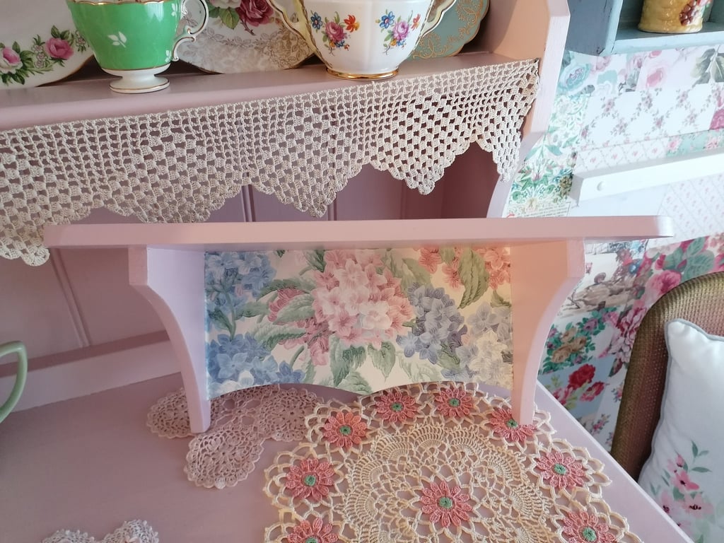 Wooden Wall Shelf Made Using Vintage Sanderson Design Farrow & Ball Paint Handcr