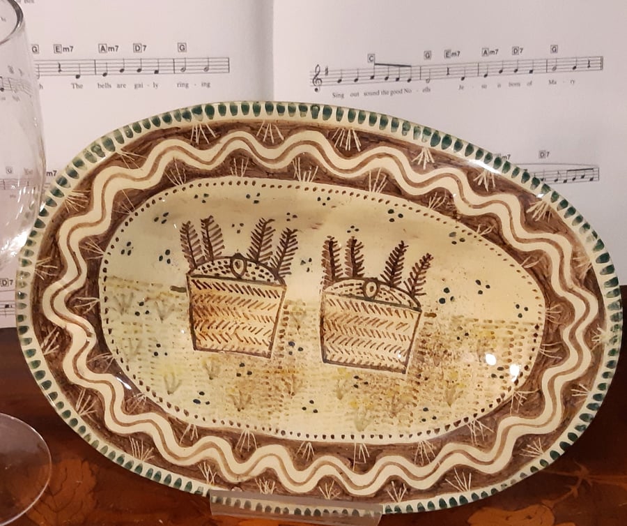 Oval dish with Aztec Design