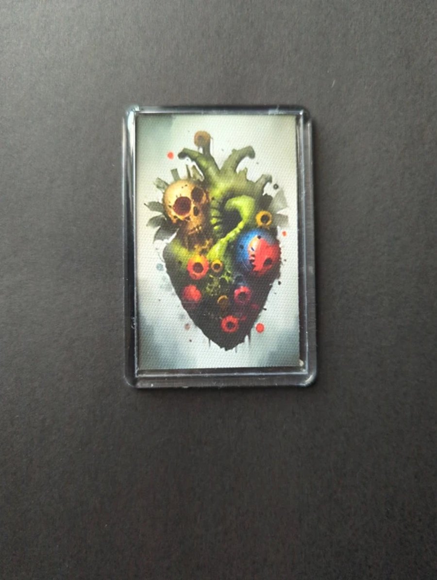 Mechanical Heart Fridge Magnet – Gothic Skull & Gears Art