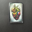 Mechanical Heart Fridge Magnet – Gothic Skull & Gears Art