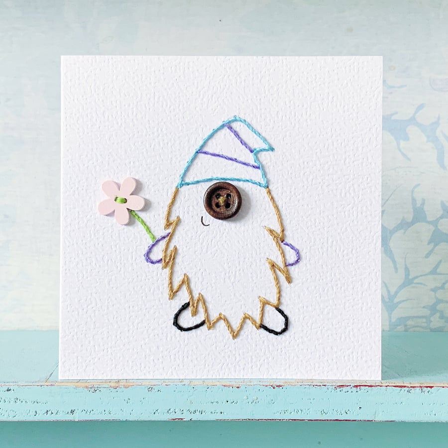 Hand Sewn Gnome Card. Gnomes. Scandinavian Gnome.