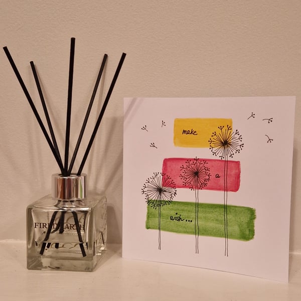 Birthday Card Make a Wish colourful watercolour 