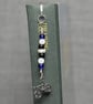 Patterned Metal Bookmark with Glass and Shell Beads and Bicycle Charm