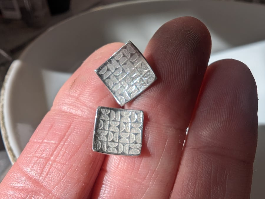 Recycled sterling silver, geometric, contemporary earrings