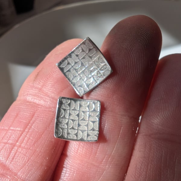 Recycled sterling silver, geometric, contemporary earrings
