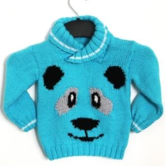 Panda Jumper Knitting Pattern.  Digital Pattern