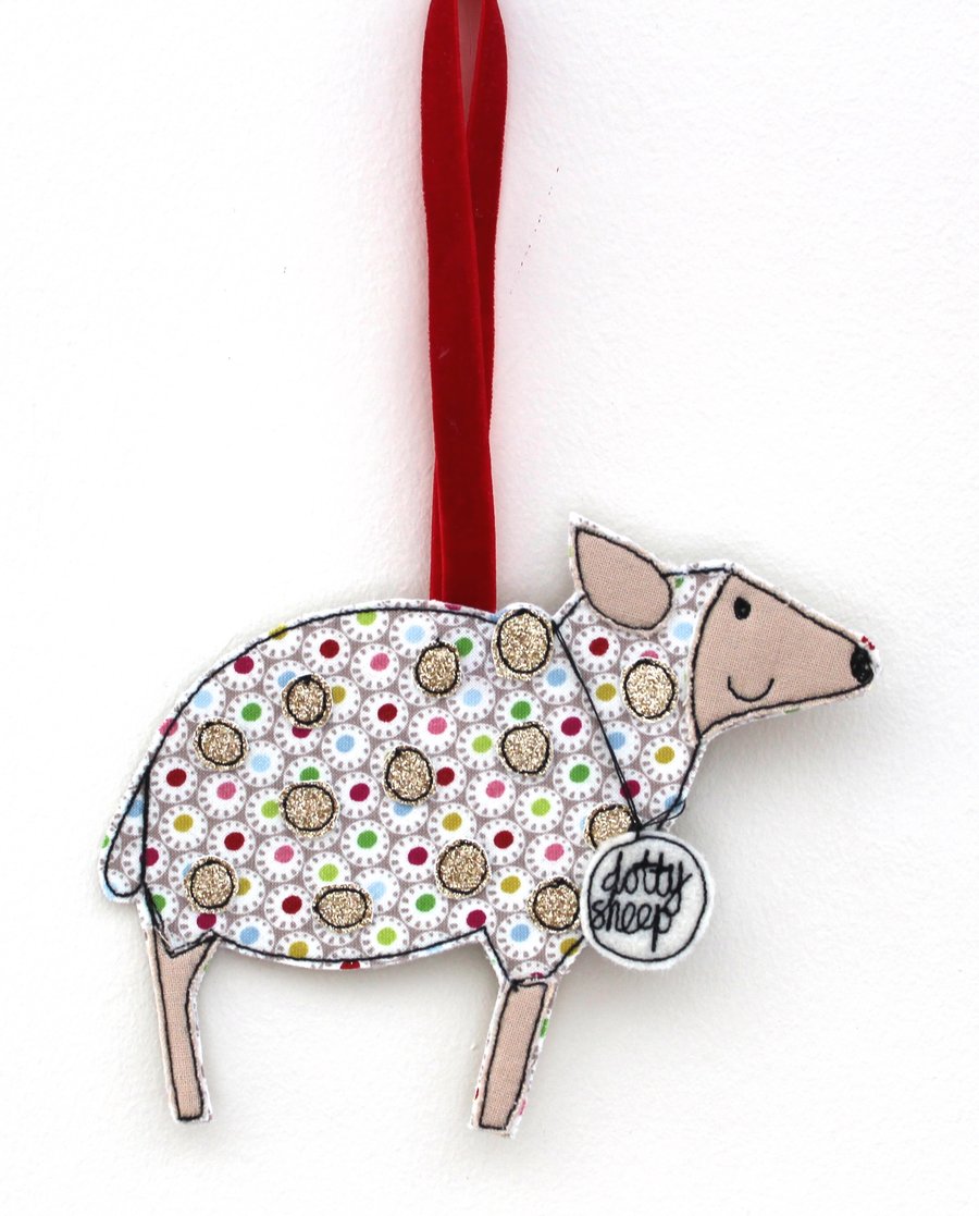 'Dotty Sheep' - Hanging Decoration