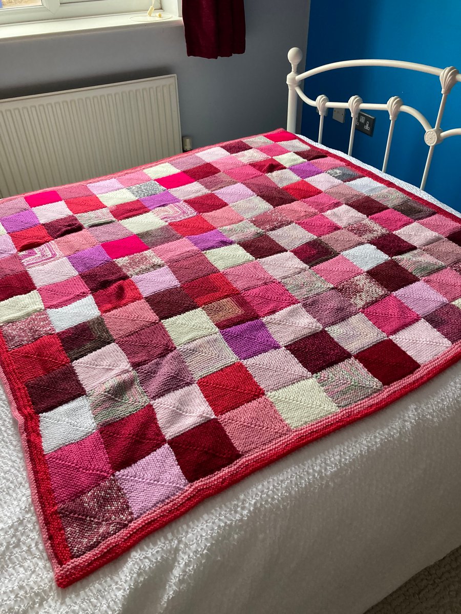 OOAK Knitted Lined Patchwork Blanket