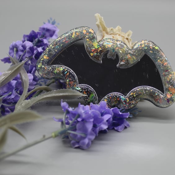 Bat Pocket Mirror, Resin Mirror, Pocket Mirror, Resin Bat Mirror, Goth Gift Idea