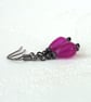Pink chalcedony teardrop and hematite earrings