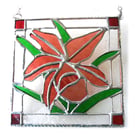 Orchid Stained Glass Suncatcher Rose Red Framed 