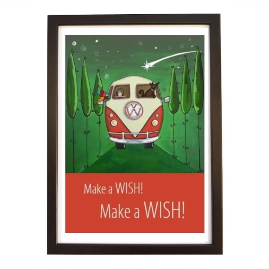 "Wish" print black frame
