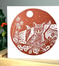 Fox Winter Scene - Handprinted  - Image 2