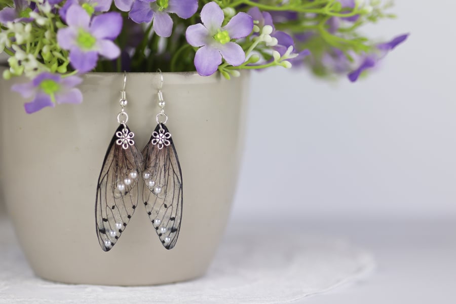 Fairy Wing Earrings Soft Woodland Brown Fairycore Cottagecore Boho Fairy Gift