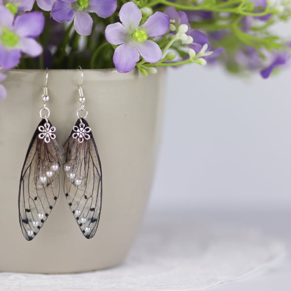 Fairy Wing Earrings Soft Woodland Brown Fairycore Cottagecore Boho Fairy Gift