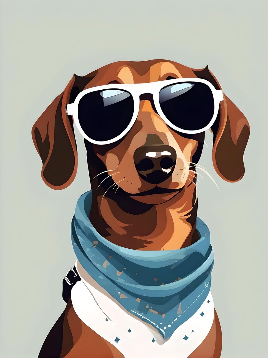 A4 Sausage Dog in Sunglasses Print