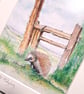 Watercolour print of a Southdowns Sussex Hedgehog - Image 5