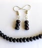 Black Freshwater Pearl Handmade Necklace & Earrings Gift Set - Image 2