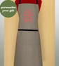 Chef Style Apron In Grey Embroidered with 'Eat Drink & Be Merry' - Image 1