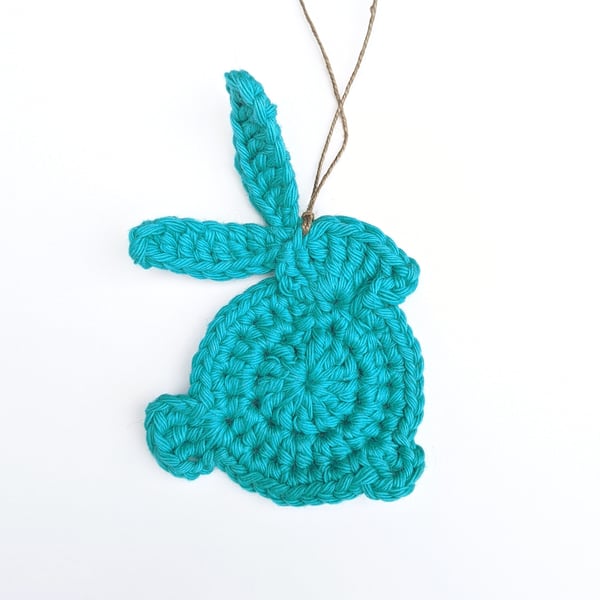 Crochet Bunny Hanging Decoration - Easter Decoration - Emerald