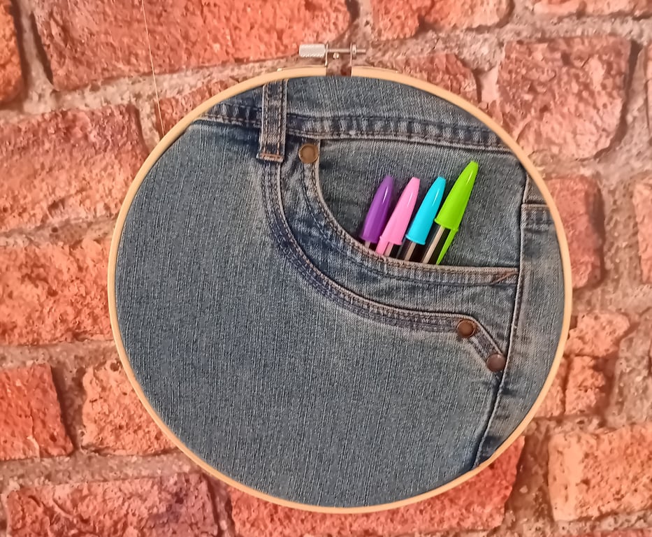 Handmade Denim Pocket Wall Hanging - Medium