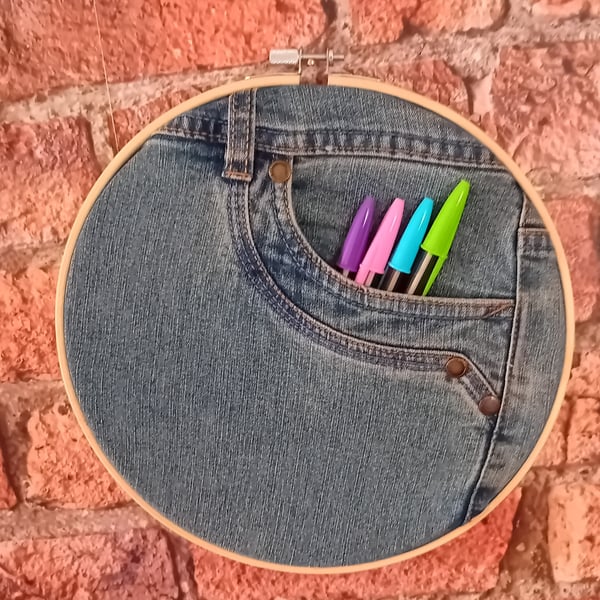 Handmade Denim Pocket Wall Hanging - Medium