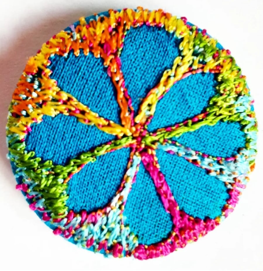 Buttons 1 inch button Hand Dyed Silks and Cottons Free Machine Embroidery Button