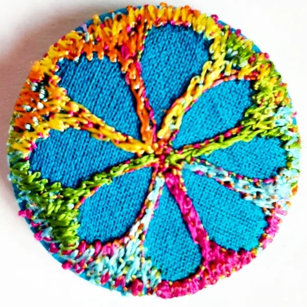 Buttons 1 inch button Hand Dyed Silks and Cottons Free Machine Embroidery Button