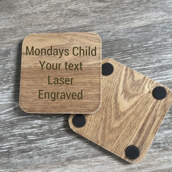 Personalised coaster, laser engraved wooden coaster