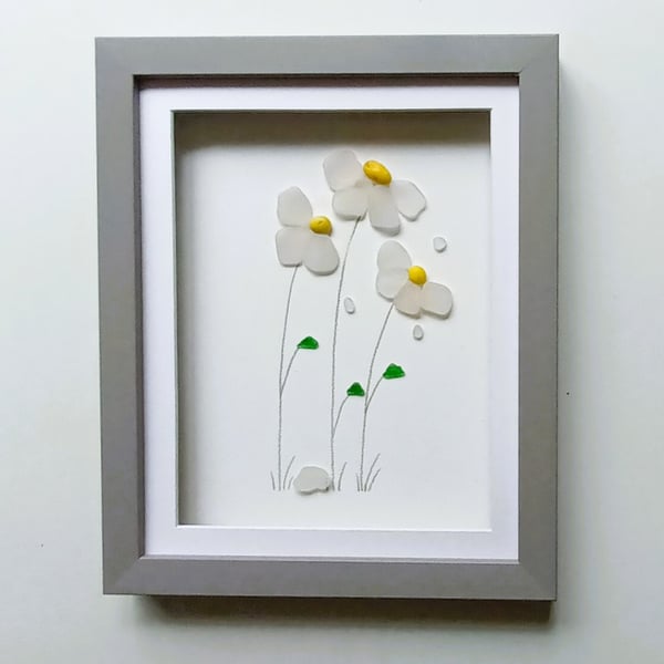 Sea Glass Flowers, Floral Wall Art, Original Gifts for Her