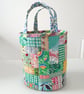 Cotton Patchwork Quilt Bucket Bag, Fabric Basket, Project Bag - Image 5