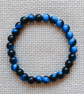 Ladies Blue Tiger's Eye Elastic Bead Bracelet