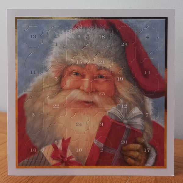 Advent Calendar Style Christmas Card - Santa