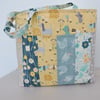  SALE now 10.00 Patchwork Tote Bag  Aqua Teal Yellow and Grey