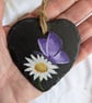 Daisy and Butterfly Hanging Slate Painting, Small - Image 3