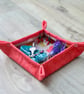 Quilted Fabric storage box with Cats and Coral Fabric - Image 1