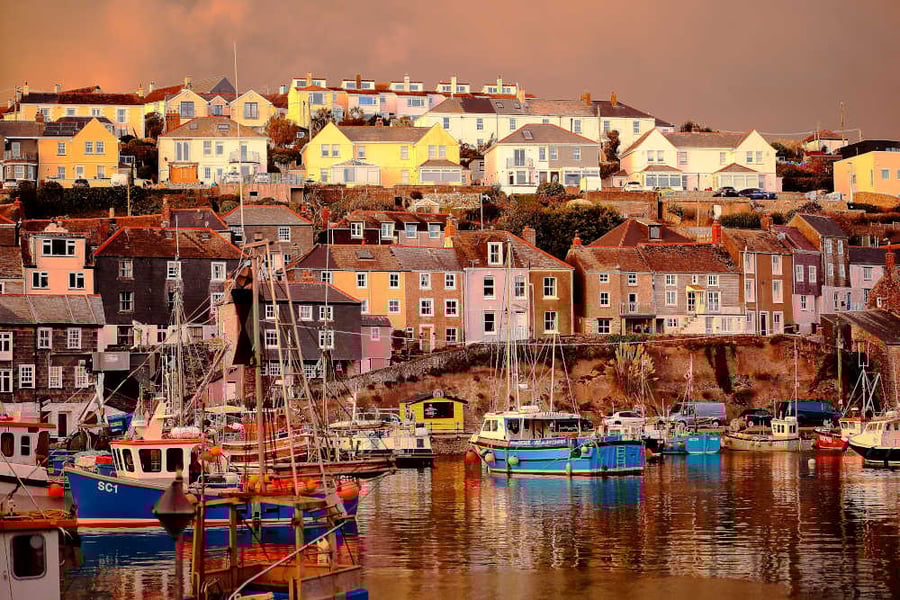 Mevagissey Harbour Boats and Village
