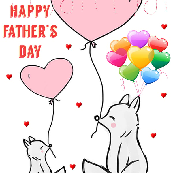 A5 Happy Father's Day Fox & Cub Card