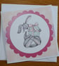 Birthday Card - Rabbit with Present - Pink - Image 6