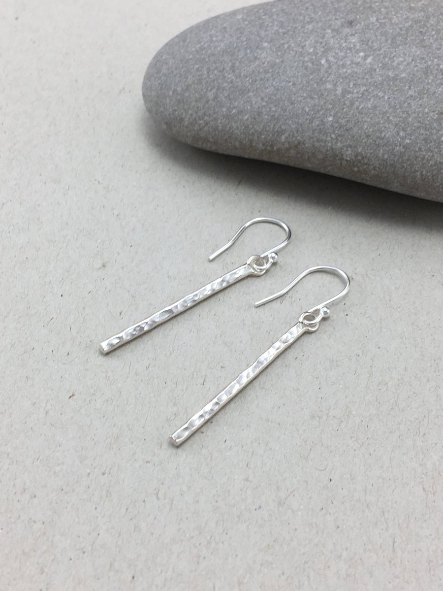 Hammered Sterling Silver Dangle Earrings