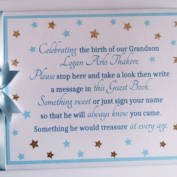 Blue Twinkle Twinkle Little Star boy baby shower guest Book, baby shower gift