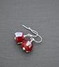 lampwork glass earrings dark red and ivory shards