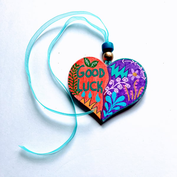 Good luck hand painted heart