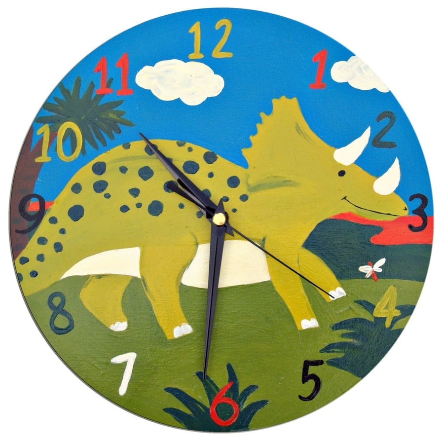 Dinosaur Clock, Kids Clock, Boys Bedroom, Dinosaur Gift