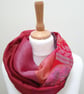 Sari silk double sided infinity scarf. Shades of burnt orange, burgundy, pink an - Image 3